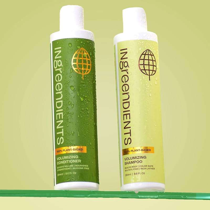 Ingreendients Non Toxic Sulfate Free Volumizing Shampoo & Conditioner with Organic Ingredients For Fine & Thin Hair - Color Safe, Paraben & Gluten Free, Silicone Free, Vegan, Cruelty-Free, pH Balanced - Image 1