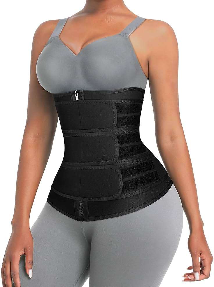 FeelinGirl Neoprene Waist Trainer for Women 3 Straps Tummy Control Workout Corset Cincher Long Torso Trimmer Sauna Belt - Image 1