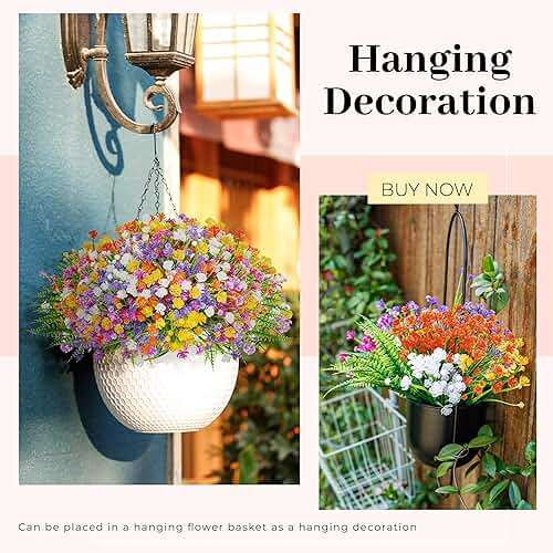 Der Rose 24 Bundles UV Resistant Artificial Flowers for Outdoors Faux Ferns Fake Plastic Flowers for Spring Home Garden Courtyard Patio Front Porch Decor - Image 4