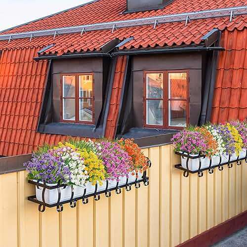Der Rose 24 Bundles UV Resistant Artificial Flowers for Outdoors Faux Ferns Fake Plastic Flowers for Spring Home Garden Courtyard Patio Front Porch Decor - Image 5
