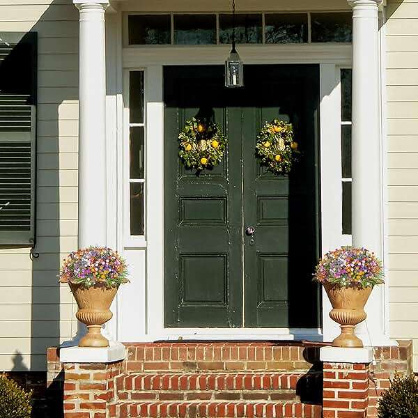 Der Rose 24 Bundles UV Resistant Artificial Flowers for Outdoors Faux Ferns Fake Plastic Flowers for Spring Home Garden Courtyard Patio Front Porch Decor - Image 6