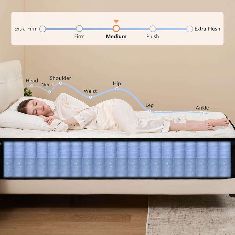 Moccona Queen Mattress 12 Inch Hybrid Mattresses with Memory Foam - Mattress in a Box with Individual Pocket Spring - Medium Firm Sleep Support Pressure Relief CertiPUR-US Certified 12 Inch Queen - Image 2
