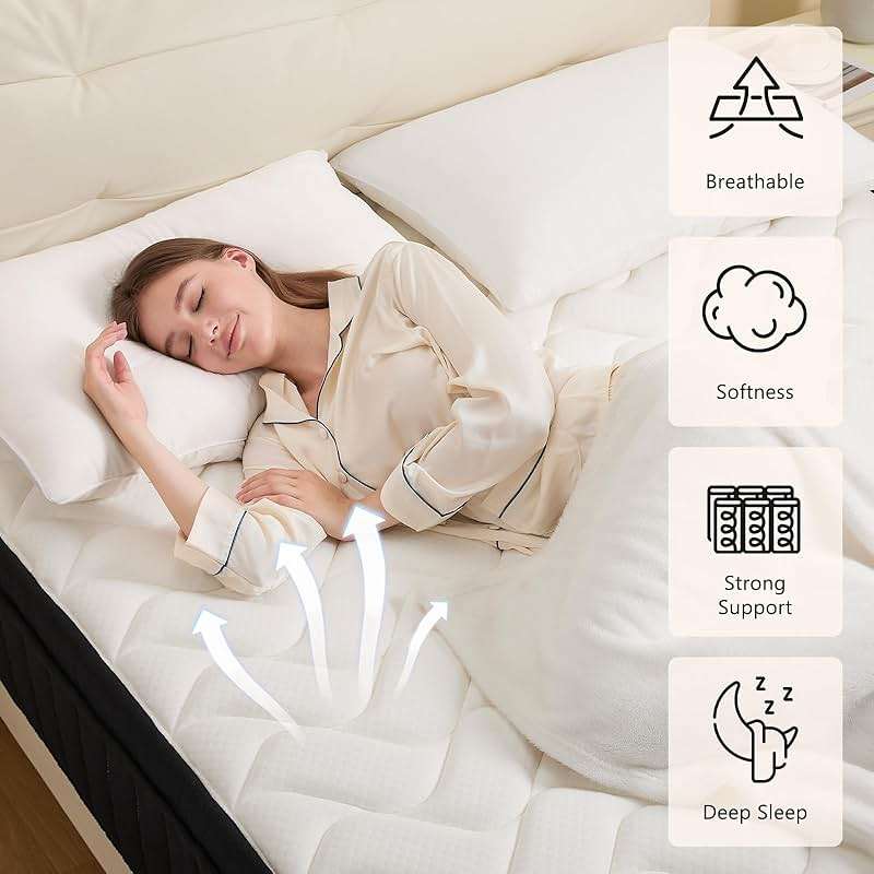 Moccona Queen Mattress 12 Inch Hybrid Mattresses with Memory Foam - Mattress in a Box with Individual Pocket Spring - Medium Firm Sleep Support Pressure Relief CertiPUR-US Certified 12 Inch Queen - Image 5