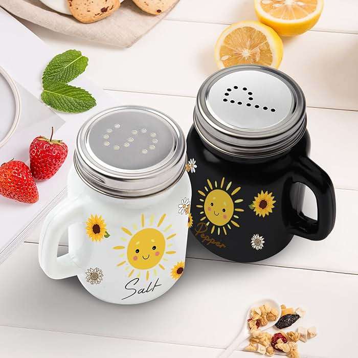 2 Pack Salt And Pepper Shakers, Sunflower Cute Salt And Pepper Shakers, Vintage， Farmhouse Kitchen Decor And Accessories, Salt And Pepper Shakers Set With Stainless Steel Lidt(sunflowers) - Image 2