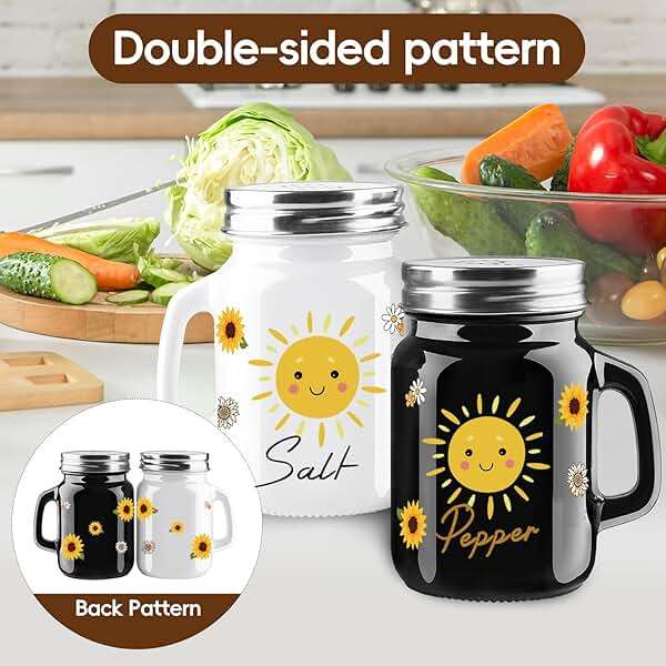 2 Pack Salt And Pepper Shakers, Sunflower Cute Salt And Pepper Shakers, Vintage， Farmhouse Kitchen Decor And Accessories, Salt And Pepper Shakers Set With Stainless Steel Lidt(sunflowers) - Image 4