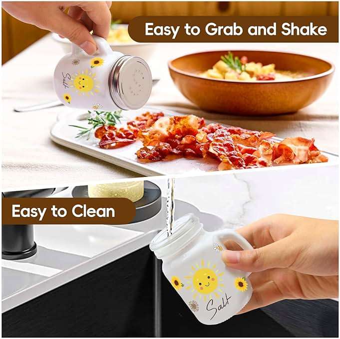 2 Pack Salt And Pepper Shakers, Sunflower Cute Salt And Pepper Shakers, Vintage， Farmhouse Kitchen Decor And Accessories, Salt And Pepper Shakers Set With Stainless Steel Lidt(sunflowers) - Image 7