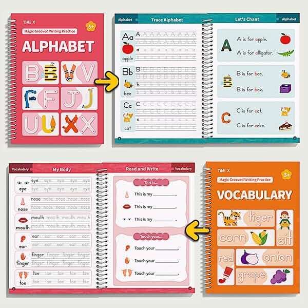 TIME X Magic Grooved Writing Practice Books, Reusable 3D Groove Handwriting Practice Workbooks for Kids Ages 3-8, Large Preschool Writing Books with Disappearing Ink for Kids 5-7 (Practice 6-Books) - Image 3