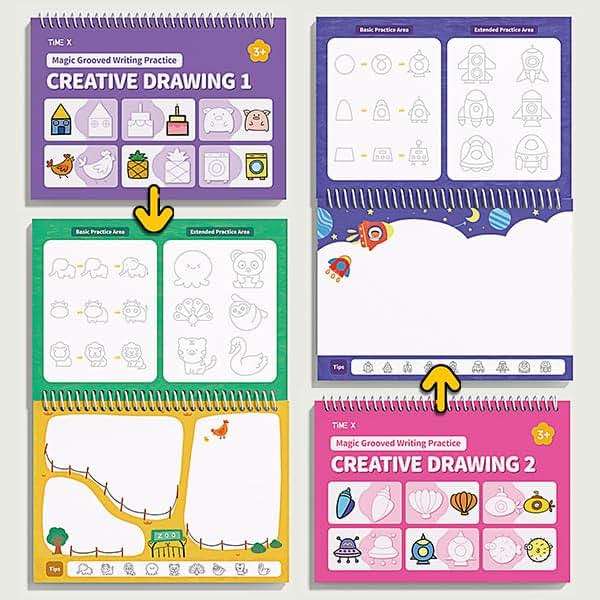TIME X Magic Grooved Writing Practice Books, Reusable 3D Groove Handwriting Practice Workbooks for Kids Ages 3-8, Large Preschool Writing Books with Disappearing Ink for Kids 5-7 (Practice 6-Books) - Image 4