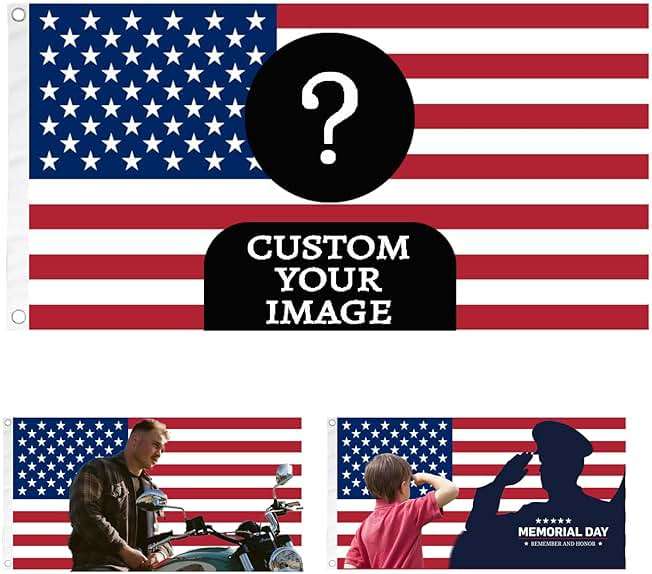 Custom Flag 3X5 Ft Custom American Flag Add Your Own Text/Logo/Photo Double Sided Funny Customized Flag For Bedroom Decoration Garden Yard Outdoors (Classical) - Image 1