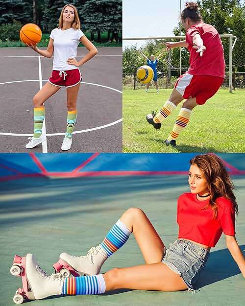 Bonuci 6 Pairs Rainbow Toe Socks Christmas Women Cotton Knee High Toe Sock Separated Striped Pride Long LGBT Sock - Image 6