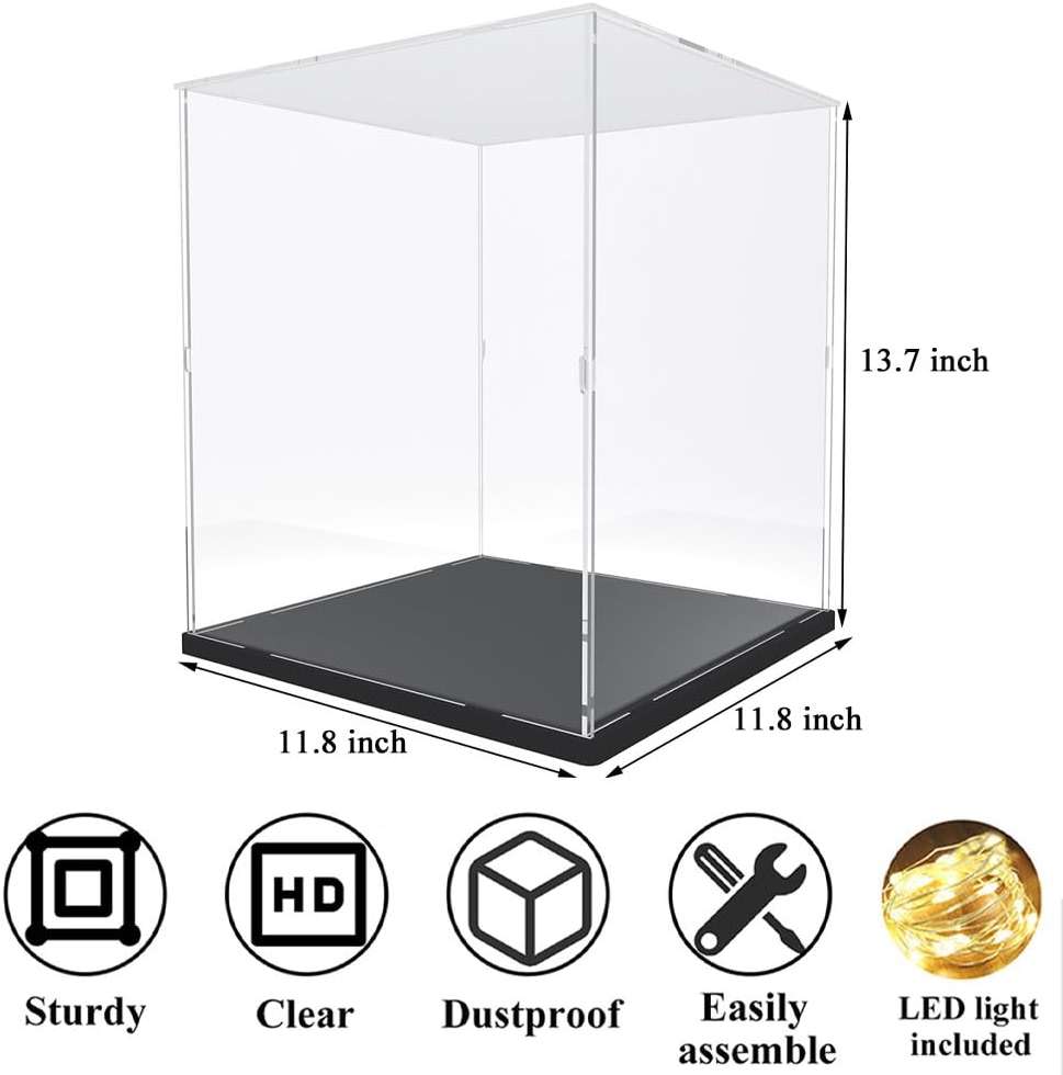 DuvinDD Acrylic Display Case Box for Collectibles for Lego Tuxedo Cat 21349, for Pac-Man Arcade Machine 10323, Clear Dustproof Display Box, Decorative Home Office Display Case (11.8x11.8x13.7inch) - Image 2
