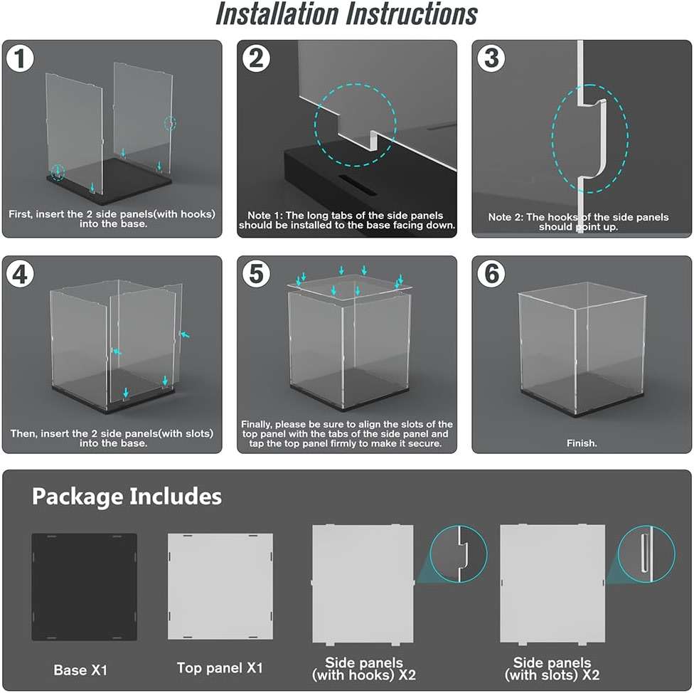 DuvinDD Acrylic Display Case Box for Collectibles for Lego Tuxedo Cat 21349, for Pac-Man Arcade Machine 10323, Clear Dustproof Display Box, Decorative Home Office Display Case (11.8x11.8x13.7inch) - Image 7
