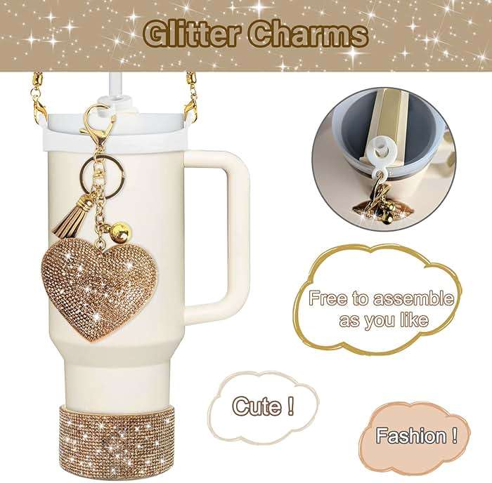 VirgoCCY Stanley Cup Accessories Set 30&40 Oz, Includes 0.4in Straw Covers, Water Bottle Handle Strap, Cute Stanley Charms and Silicone Boot. - Image 2