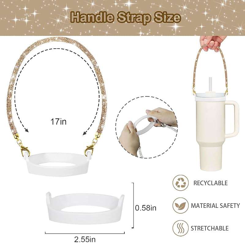 VirgoCCY Stanley Cup Accessories Set 30&40 Oz, Includes 0.4in Straw Covers, Water Bottle Handle Strap, Cute Stanley Charms and Silicone Boot. - Image 5