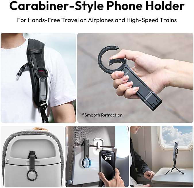 ULANZI MA30 Magnetic Phone Tripod Stand for iPhone - Aluminium Maglock Smartphone Mini Tripod Pocket Cell Phone Stand Strong Magnet Quick Mount Compatible with iPhone 17 16 15 14 13 12 Series, Black - Image 2