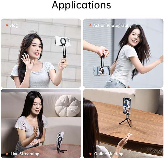 ULANZI MA30 Magnetic Phone Tripod Stand for iPhone - Aluminium Maglock Smartphone Mini Tripod Pocket Cell Phone Stand Strong Magnet Quick Mount Compatible with iPhone 17 16 15 14 13 12 Series, Black - Image 5