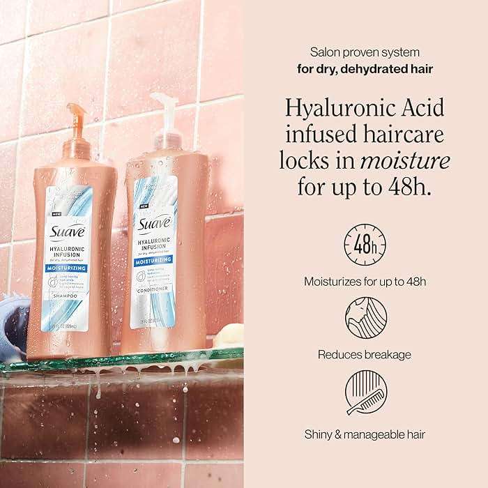 Suave Hyaluronic Infusion Moisturizing Shampoo, Long Lasting Hydration for Dry, Dehydrated Hair with Hyaluronic Acid, 28 oz Pump, 4 Pack - Image 2