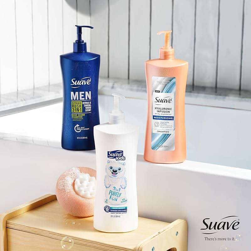 Suave Hyaluronic Infusion Moisturizing Shampoo, Long Lasting Hydration for Dry, Dehydrated Hair with Hyaluronic Acid, 28 oz Pump, 4 Pack - Image 6