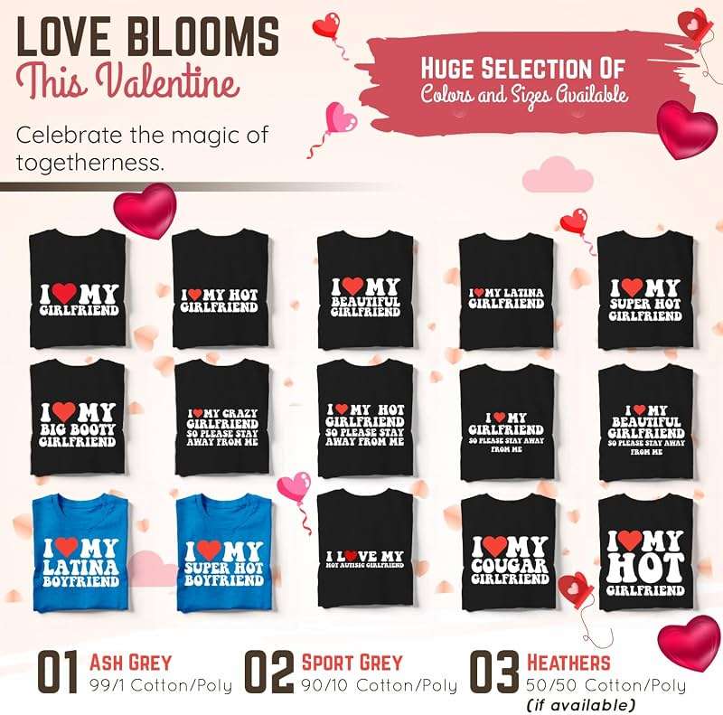I Love My Girlfriend T Shirt for Men Heart Graphic T-Shirt Romantic Casual Novelty Valentine Tee Couples Clothing - Image 4