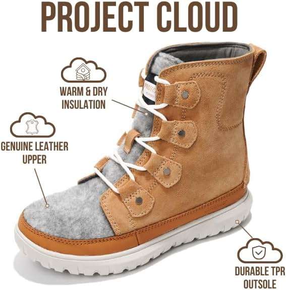 Project Cloud 100% Genuine Leather Womens Snow Boots- Genuine Leather Waterproof Memory Foam Insole and Non-Slip Winter Snow Boots For Women Footwear - Outdoor Shoes (Leonora) - Image 2