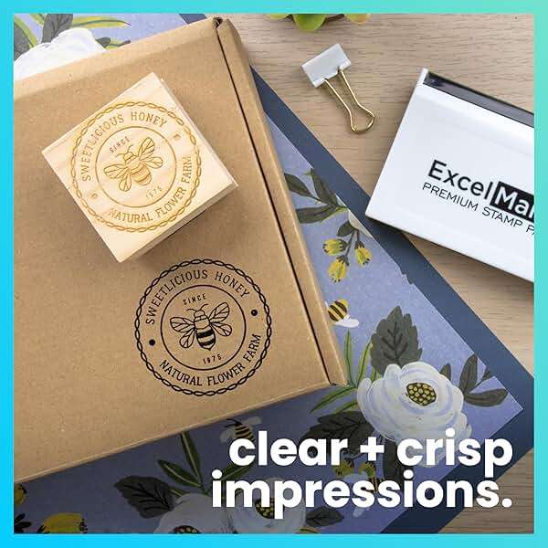 ExcelMark Custom Logo Stamp - Personalized Wood Rubber Stamp - Upload Your Own Image (2"x2") - Image 5