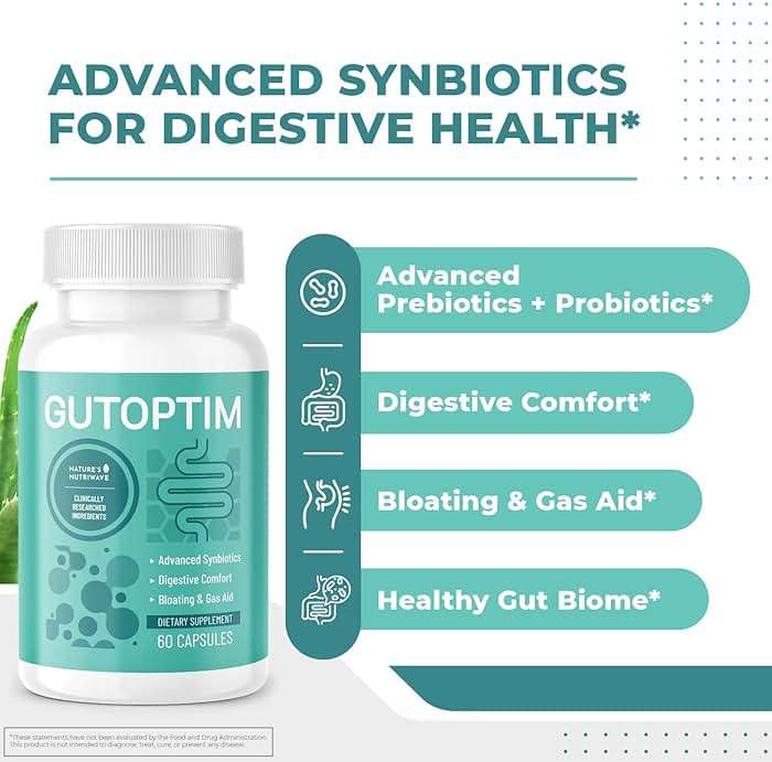 GutOptim Probiotic & Prebiotic Capsules | Pre and Probiotics for Synbiotic Gut Health & Bloating Relief for Women & Men | Enzyme with Probiotics for Digestive Health | Non-GMO, 60 Ct, 1 Month Supply - Image 2