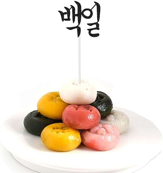 JJJ Design Korean 100th day celebration topper Korean baek-il cake topper One Hundred Days Cake Topper Handmade 3 layers -Black Glitter Baek-il Decoration - Image 2