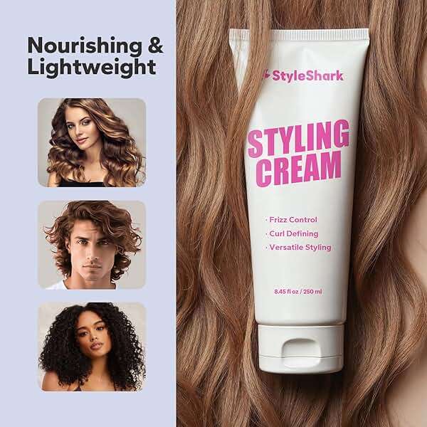 StyleShark 3 in 1 Styling Cream (250ml), Ultimate Curl Cream for Curly & Wavy Hair, Anti-Frizz, Curl Defining & Smoothing, Hair Care Essentials for Frizz Control, Heatless Curls, Slick Back Styles - Image 6