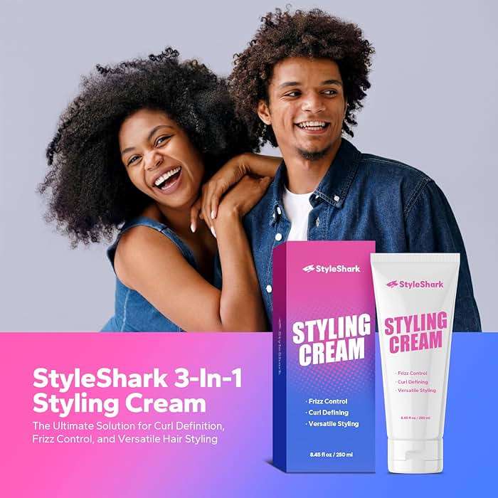 StyleShark 3 in 1 Styling Cream (250ml), Ultimate Curl Cream for Curly & Wavy Hair, Anti-Frizz, Curl Defining & Smoothing, Hair Care Essentials for Frizz Control, Heatless Curls, Slick Back Styles - Image 7