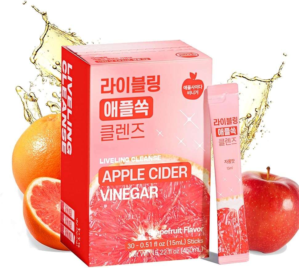 [Liveling] Apple Cider Vinegar Drink Stick & 3-in-1 Shot – Grapefruit Flavor | Supports Digestion, Daily Cleanse, Sugar-Free, Low-Calorie, Portable On-The-Go Packets (30 sticks) - Image 1