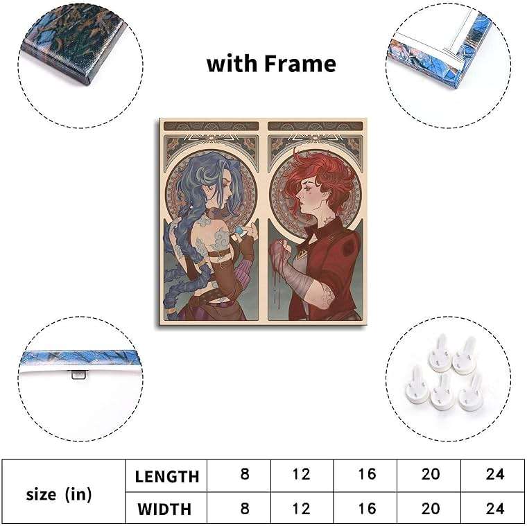 DEKBOND Arcane Anime Canvas Prints - Jinx&Vi Poster, Aesthetic Wall Art for Home, Office, Living Room Decorations - Framed 12"x12" - Image 5