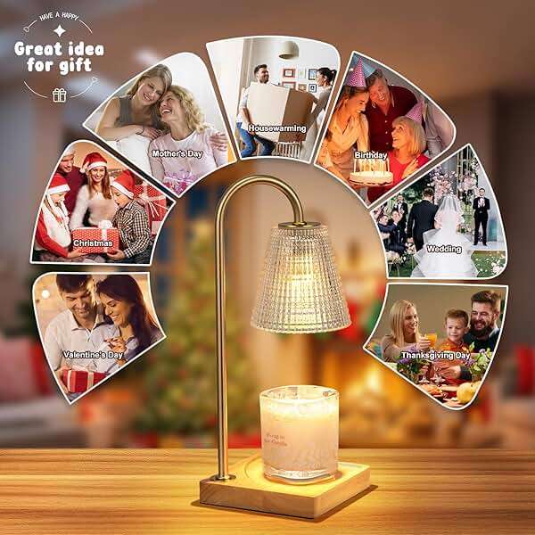 Hong-in Candle Warmer Lamp with Timer Dimmer,Christmas Birthday Gifts for Women Mom,House Warming Gifts New Home Room Decor,Vintage Wax Warmer for Scented Wax Jar Candles - Image 3