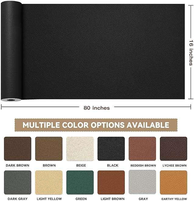 TIANLDD Leather Repair Tape,16 x 80 Inches Self Adhesive Leather Repair Patch，Leather Repair Kit for Furniture，Couches,Car Seats,Cabinets,Handbags(Black-Litchi Grain) - Image 2