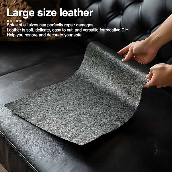 TIANLDD Leather Repair Tape,16 x 80 Inches Self Adhesive Leather Repair Patch，Leather Repair Kit for Furniture，Couches,Car Seats,Cabinets,Handbags(Black-Litchi Grain) - Image 4