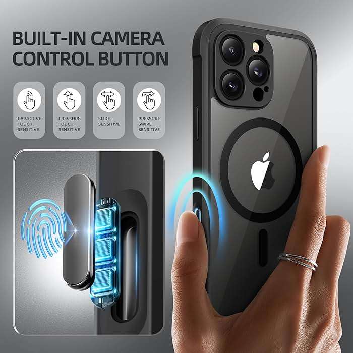 BERFY for iPhone 16 Pro Max Case, Compatible with MagSafe, Built-in Privacy Screen Protector, Camera Protection, Shockproof Full Body Phone Case 6.9", Clear Black - Image 3