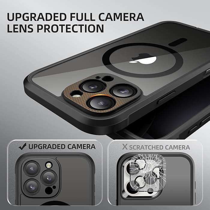BERFY for iPhone 16 Pro Max Case, Compatible with MagSafe, Built-in Privacy Screen Protector, Camera Protection, Shockproof Full Body Phone Case 6.9", Clear Black - Image 5