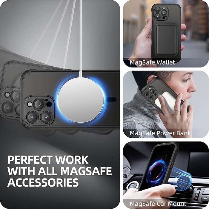 BERFY for iPhone 16 Pro Max Case, Compatible with MagSafe, Built-in Privacy Screen Protector, Camera Protection, Shockproof Full Body Phone Case 6.9", Clear Black - Image 7