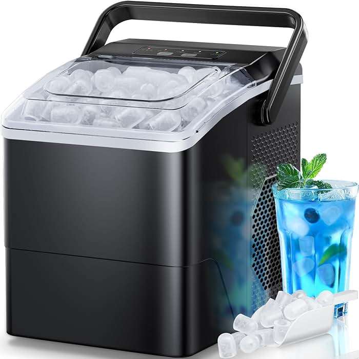 HOMEZAY Ice Maker Countertop, 9 Cubes Ready in 6 Mins, 26 lbs per Day, Ice Machine with 2 Ice Sizes and Self-Cleaning, Portable Ice Maker with Handle for Home, Kitchen, Camping, RV, Office, Black - Image 7