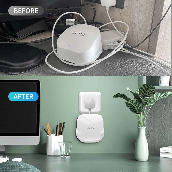 2Pack Wall Mount Holder for eero 6 Plus 6+ and eero 6 Router Mesh Wi-Fi System,Wall Mount Stand Bracket for eero 6 Plus and eero 6 tri-Band Mesh,Wall Bracket for eero 6+ Extender Router Wire Organizer - Image 5
