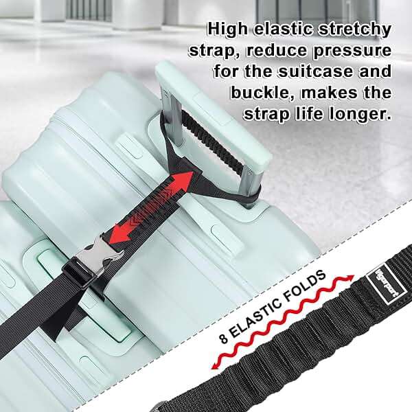 Vigorport Luggage Straps, Metal Luggage Connector Straps for Suitcases, Stretchable Add A Bag Adjustable Attachment Accessories Belts (Black, Medium) - Image 2