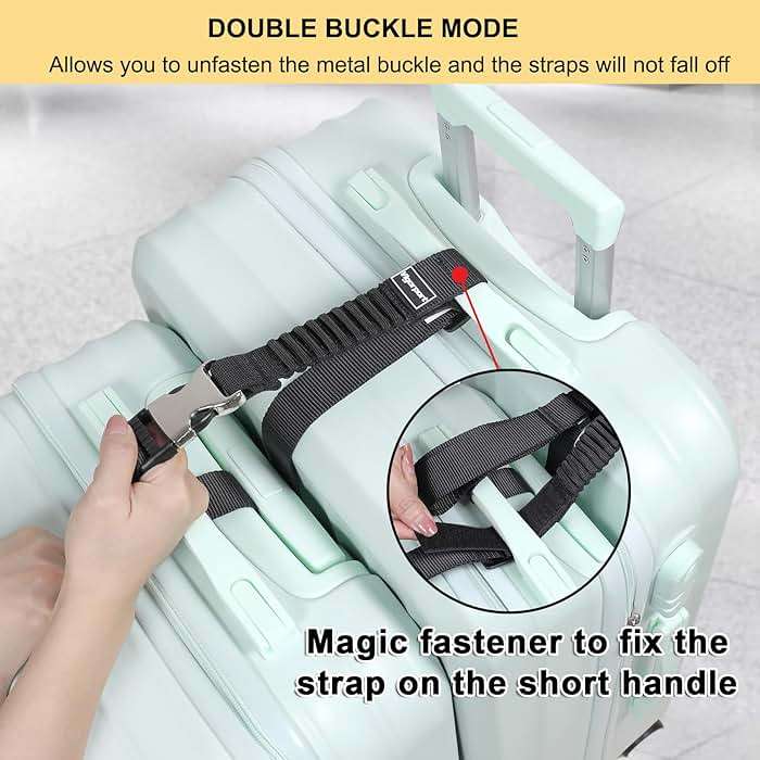 Vigorport Luggage Straps, Metal Luggage Connector Straps for Suitcases, Stretchable Add A Bag Adjustable Attachment Accessories Belts (Black, Medium) - Image 3