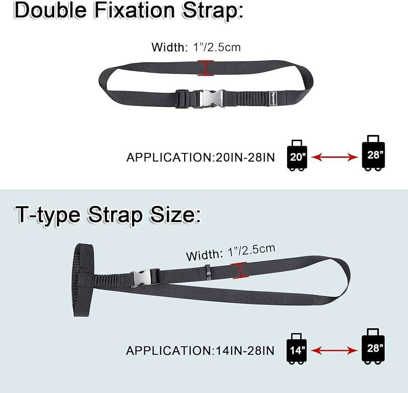 Vigorport Luggage Straps, Metal Luggage Connector Straps for Suitcases, Stretchable Add A Bag Adjustable Attachment Accessories Belts (Black, Medium) - Image 4