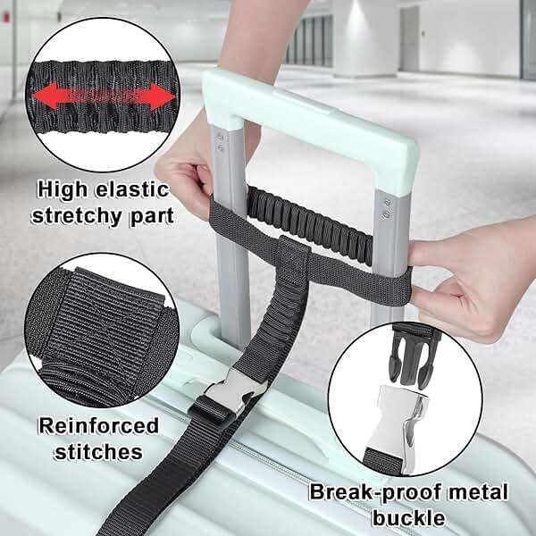 Vigorport Luggage Straps, Metal Luggage Connector Straps for Suitcases, Stretchable Add A Bag Adjustable Attachment Accessories Belts (Black, Medium) - Image 5