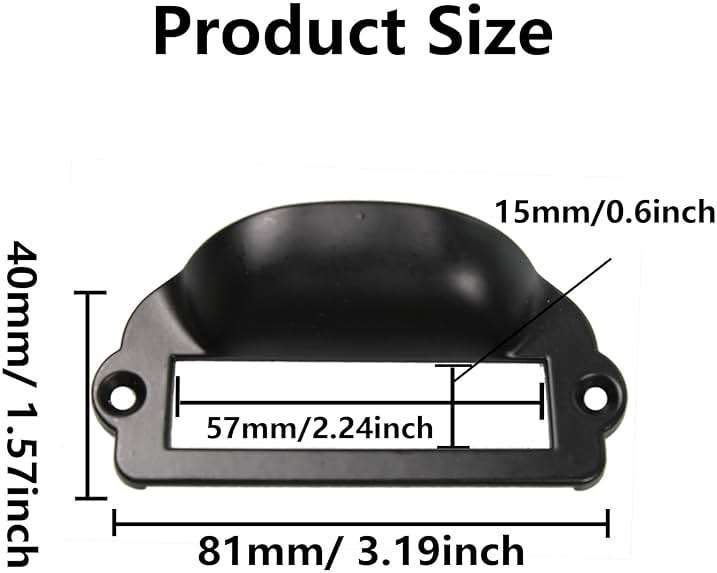 PDETVEO 8PCS Label Tag Frames Pull, Black Card Holder Drawer Handle, Zinc Alloy Catalog Drawer Pulls for Office, Furniture, Cupboard, Box, Case, Hardware (81x40mm) - Image 3