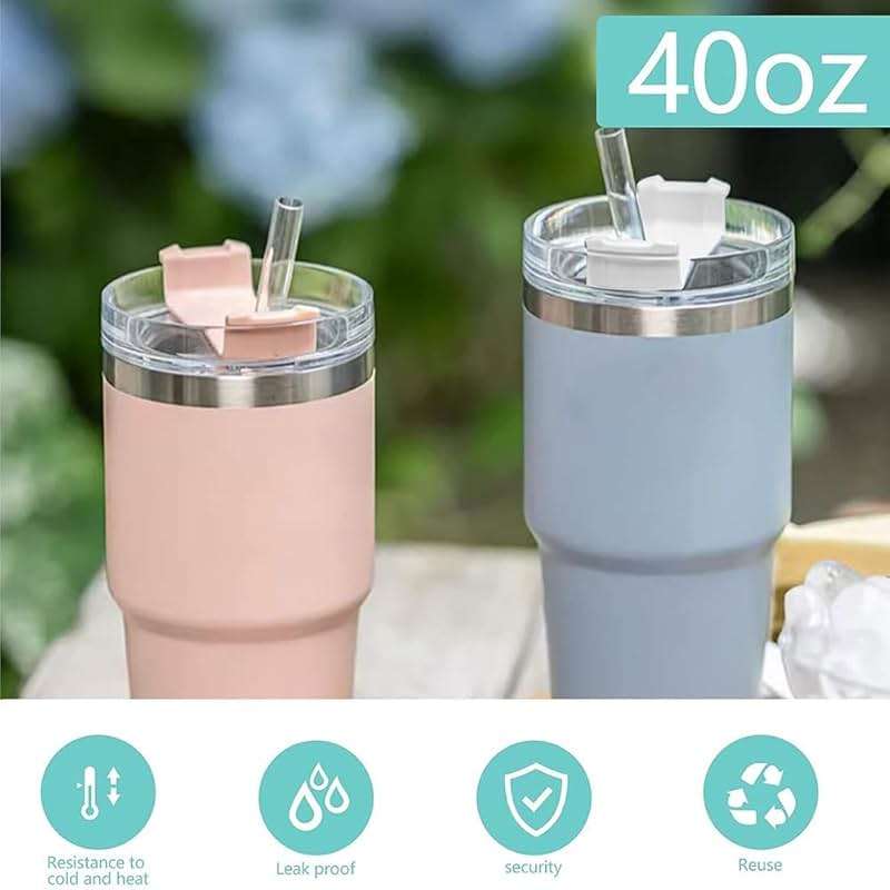 2 Pcs Tumbler Lid for Stanley 40oz Cup, Dustproof Spill Proof Splash Resistant Replacement Cup Lid for Stanley Tumbler (Blue) - Image 7