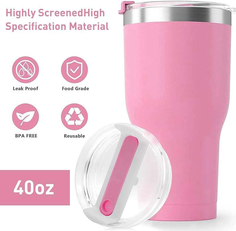 2 Pcs Tumbler Lid for Stanley 40oz Cup, Dustproof Spill Proof Splash Resistant Replacement Cup Lid for Stanley Tumbler (Blue) - Image 9