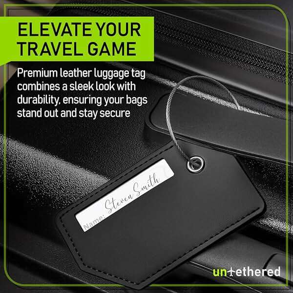 Untethered 4-Pack Luggage Tag Set | Durable Luggage Tags for Suitcases & Travel Bags | Bag Tag & Name ID Identifiers | Suitcase Tags for Easy Luggage Identification - Image 2
