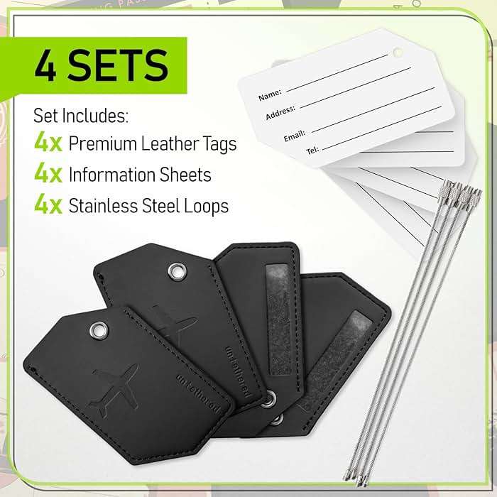 Untethered 4-Pack Luggage Tag Set | Durable Luggage Tags for Suitcases & Travel Bags | Bag Tag & Name ID Identifiers | Suitcase Tags for Easy Luggage Identification - Image 3