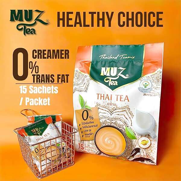 MuzTea Thai Tea Mix Milk Tea Powder 3 in 1 Instant Thai Tea Drink Packets Authentic Assam Tea Leaves For Hot Ice Tea, No Artificial Color 15 Sachets (Thai Milk Tea) - Image 3
