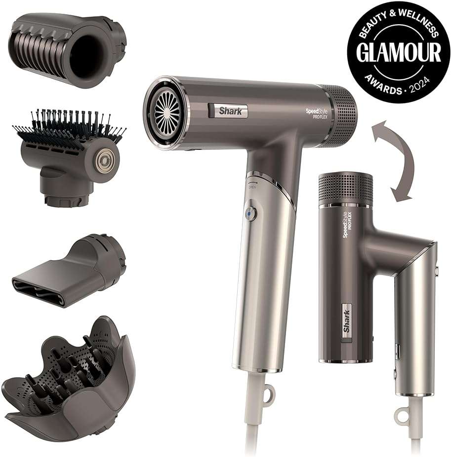 Shark SpeedStyle Pro Flex Professional Performance High-Velocity Hair Dryer System with Scalp Shield & IQ Speed Styling and Drying Suite, Lightweight, Ionic, No Heat Damage, Mocha Silver, HD542 - Image 2